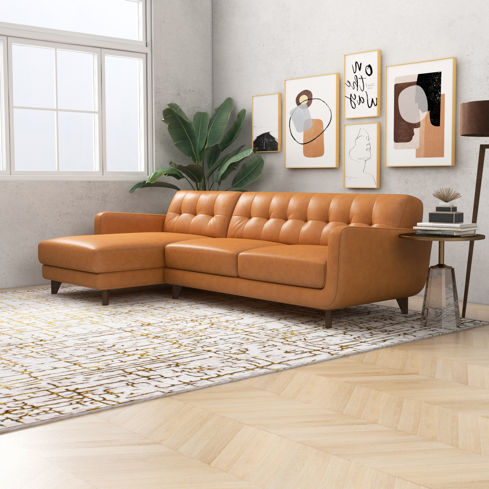 Wayfair brown leather couch sales